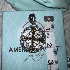 Carolyn Pollack Mother of Pearl Sterling Silver Enhancer Medallion Pendant NEW